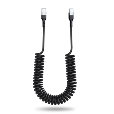Gekrulde USB-C naar USB-C kabel - 2 meter - zwart